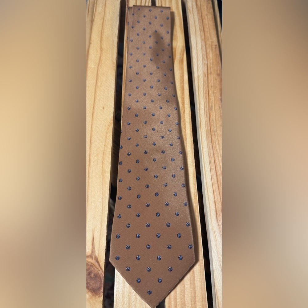 Vitaliano Mens Silk Necktie Luxury Tan
